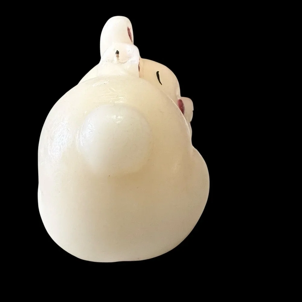 Vtg Unbranded Scuplted‎ Easter Bunny Rabbit Shaped Candle Unscented White & Pink